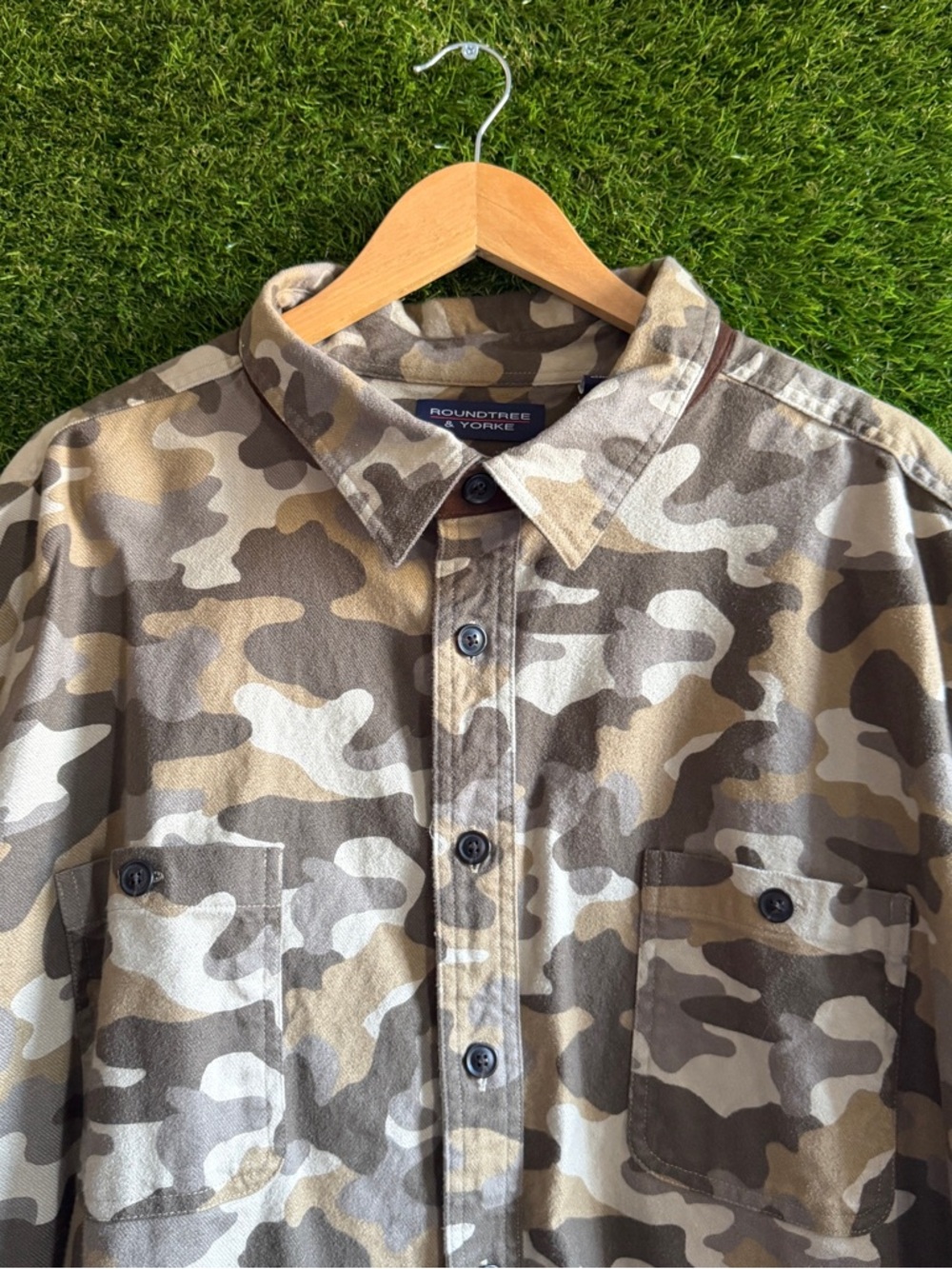 4XT Roundtree & Yorke Camo Long Sleeve Button Up Overshirt Lightweight Jacket - Picture 4 of 8